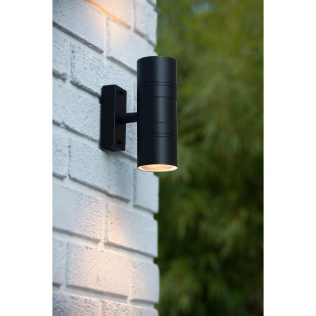 Lucide ARNE-LED - Spot mural / Applique mural Intérieur/Extérieur - Ø 6,3 cm - LED - GU10 (MR16) - 2x5W 2700K - IP44 - Noir