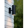 Lucide ARNE-LED - Spot mural / Applique mural Intérieur/Extérieur - Ø 6,3 cm - LED - GU10 (MR16) - 2x5W 2700K - IP44 - Noir