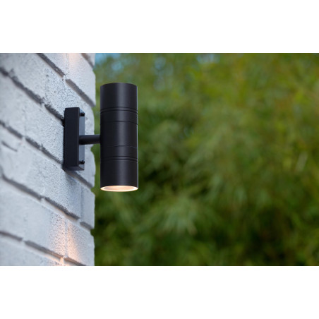 Lucide ARNE-LED - Spot mural / Applique mural Intérieur/Extérieur - Ø 6,3 cm - LED - GU10 (MR16) - 2x5W 2700K - IP44 - Noir