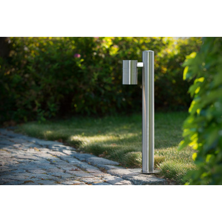 Lucide ARNE-LED - Borne extérieur - Ø 6,3 cm - LED - GU10 (MR16) - 1x5W 2700K - IP44 - Chrome Dépoli