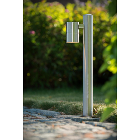 Lucide ARNE-LED - Borne extérieur - Ø 6,3 cm - LED - GU10 (MR16) - 1x5W 2700K - IP44 - Chrome Dépoli