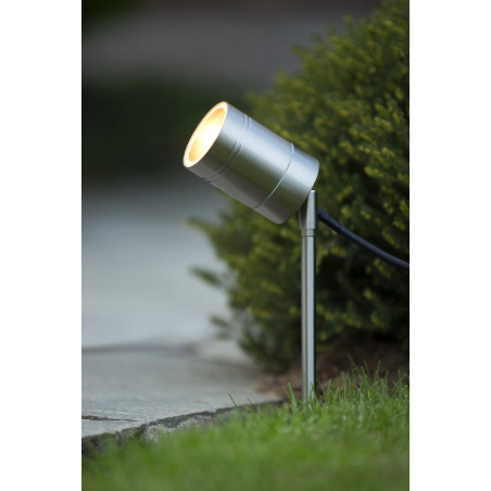 Lucide ARNE-LED - Spot de jardin - Ø 6,3 cm - LED - GU10 (MR16) - 1x5W 2700K - IP44 - Chrome Dépoli