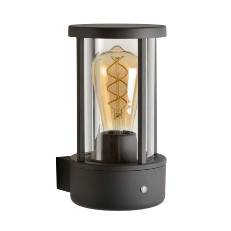 Lucide LORI - Applique murale Intérieur/Extérieur - Ø 12 cm - 1xE27 - IP44 - Détecteur Jour/Nuit - Anthracite