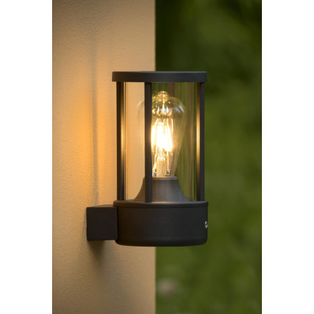 Lucide LORI - Applique murale Intérieur/Extérieur - Ø 12 cm - 1xE27 - IP44 - Détecteur Jour/Nuit - Anthracite
