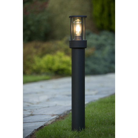 Lucide LORI - Borne extérieur - 1xE27 - IP44 - Détecteur Jour/Nuit - Anthracite