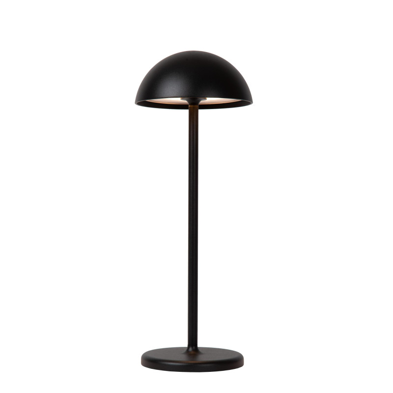 Lucide JOY - Lampe de table Rechargeable Intérieur/Extérieur - Batterie/Piles - Ø 12 cm - LED Dim. - 1x1,5W 3000K - IP54 - Noir
