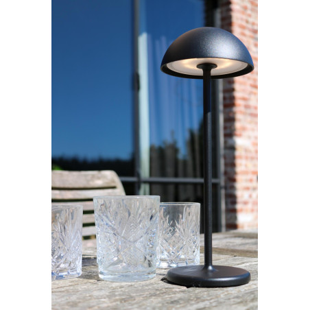 Lucide JOY - Lampe de table Rechargeable Intérieur/Extérieur - Batterie/Piles - Ø 12 cm - LED Dim. - 1x1,5W 3000K - IP54 - Noir