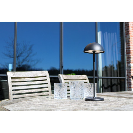 Lucide JOY - Lampe de table Rechargeable Intérieur/Extérieur - Batterie/Piles - Ø 12 cm - LED Dim. - 1x1,5W 3000K - IP54 - Noir