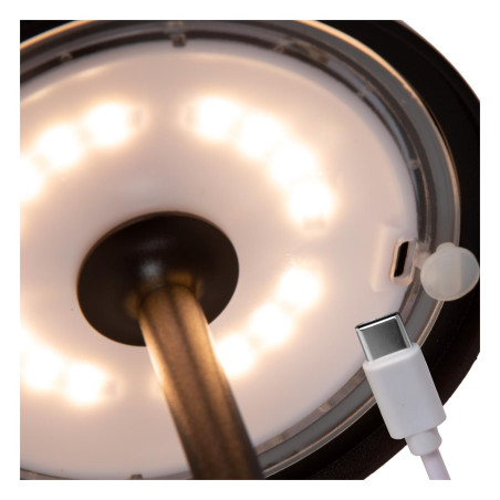 Lucide JOY - Lampe de table Rechargeable Intérieur/Extérieur - Batterie/Piles - Ø 12 cm - LED Dim. - 1x1,5W 3000K - IP54 - Noir