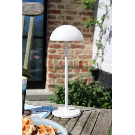 Lucide JOY - Lampe de table Rechargeable Intérieur/Extérieur - Batterie/Piles - Ø 12 cm - LED Dim. - 1x1,5W 3000K - IP54 - Blanc
