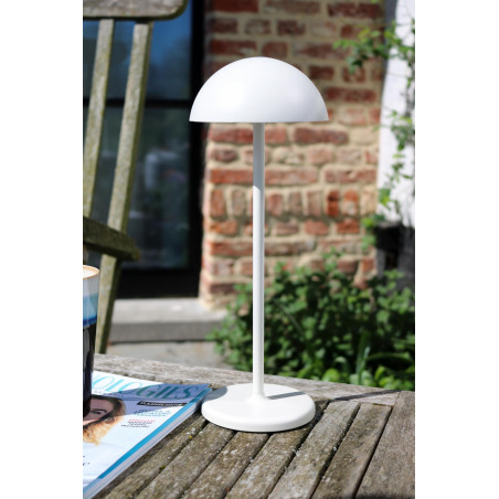 Lucide JOY - Lampe de table Rechargeable Intérieur/Extérieur - Batterie/Piles - Ø 12 cm - LED Dim. - 1x1,5W 3000K - IP54 - Blanc