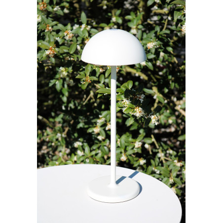 Lucide JOY - Lampe de table Rechargeable Intérieur/Extérieur - Batterie/Piles - Ø 12 cm - LED Dim. - 1x1,5W 3000K - IP54 - Blanc