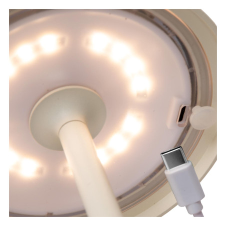 Lucide JOY - Lampe de table Rechargeable Intérieur/Extérieur - Batterie/Piles - Ø 12 cm - LED Dim. - 1x1,5W 3000K - IP54 - Blanc
