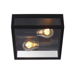 Lucide DUKAN - Plafonnier Intérieur/Extérieur - 2xE27 - IP65 - Noir