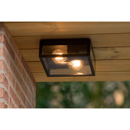 Lucide DUKAN - Plafonnier Intérieur/Extérieur - 2xE27 - IP65 - Noir