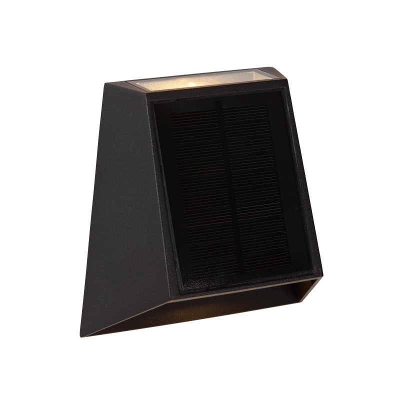 Lucide LUTON - Applique murale- Énergie Solaire - LED Dim. - 1x2W 2700K/3000K - IP54- Détecteur De Mouvement & Jour/Nuit - Noir