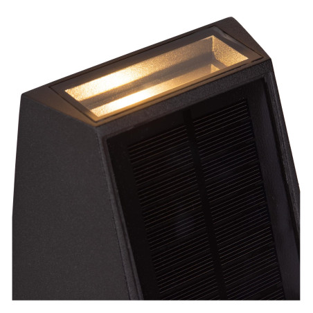 Lucide LUTON - Applique murale- Énergie Solaire - LED Dim. - 1x2W 2700K/3000K - IP54- Détecteur De Mouvement & Jour/Nuit - Noir
