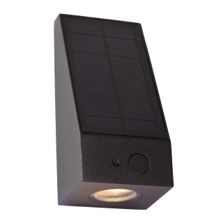 Lucide IRWIN - Applique murale- Énergie Solaire - LED Dim. - 1x2W 3000K - IP54- Détecteur De Mouvement & Jour/Nuit - Noir