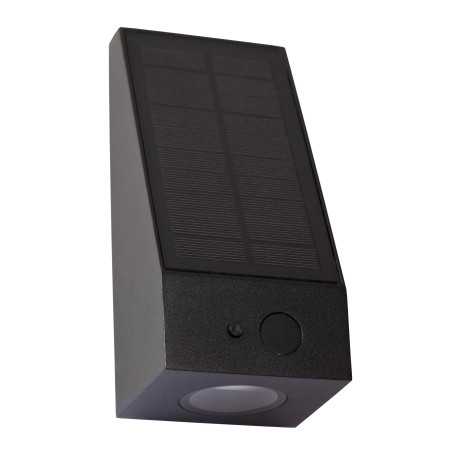 Lucide IRWIN - Applique murale- Énergie Solaire - LED Dim. - 1x2W 3000K - IP54- Détecteur De Mouvement & Jour/Nuit - Noir