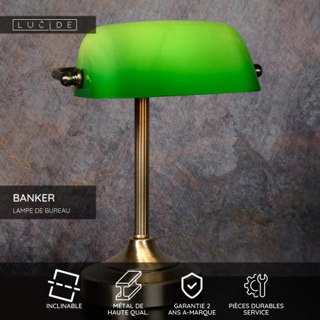 Lucide BANKER - Lampe de bureau - 1xE14 - Bronze
