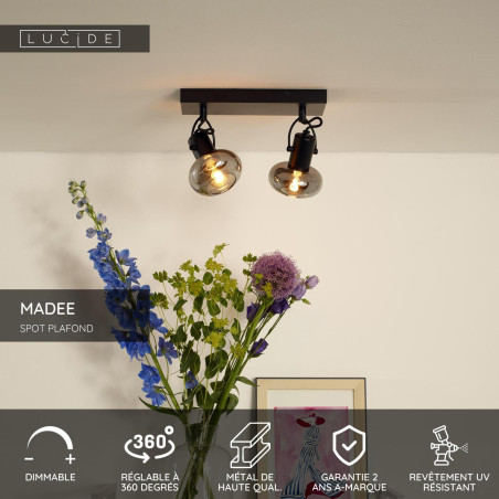 Lucide MADEE - Spot plafond - 2xE14 - Noir