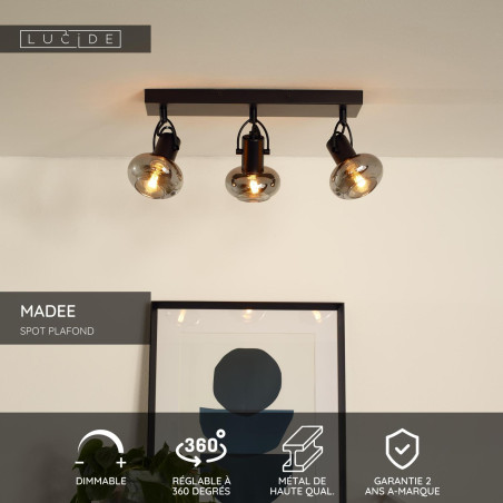 Lucide MADEE - Spot plafond - 3xE14 - Noir