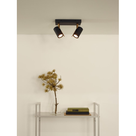 Lucide GRONY - Spot plafond - LED Dim to warm - GU10 (MR16) - 2x5W 2200K/3000K - Noir