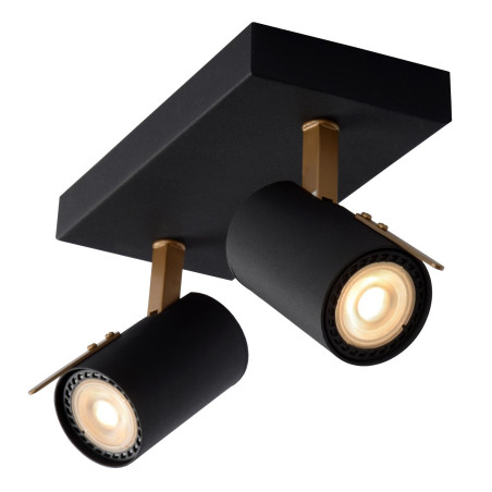 Lucide GRONY - Spot plafond - LED Dim to warm - GU10 (MR16) - 2x5W 2200K/3000K - Noir