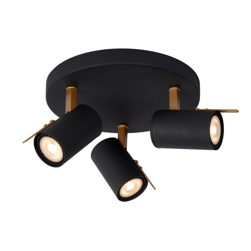 Lucide GRONY - Spot plafond - LED Dim to warm - GU10 (MR16) - 3x5W 2200K/3000K - Noir