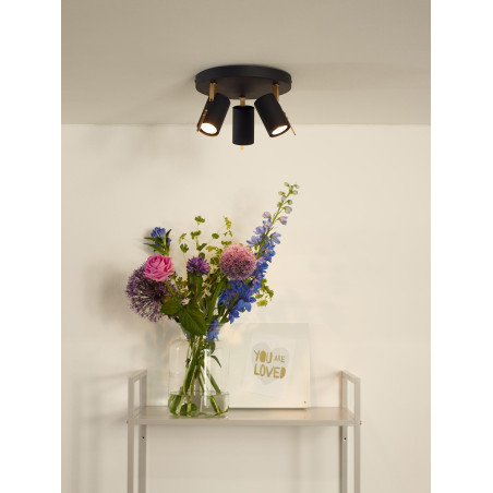 Lucide GRONY - Spot plafond - LED Dim to warm - GU10 (MR16) - 3x5W 2200K/3000K - Noir