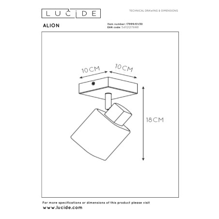 Lucide ALION - Spot plafond - 1xE14 - Noir