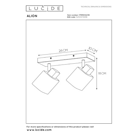 Lucide ALION - Spot plafond - 2xE14 - Noir