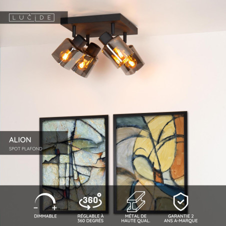 Lucide ALION - Spot plafond - 4xE14 - Noir