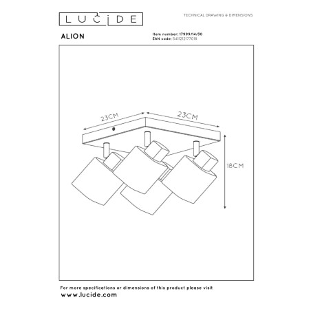 Lucide ALION - Spot plafond - 4xE14 - Noir