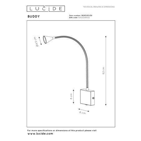Lucide BUDDY - Lampe de chevet / Applique mural - LED - 1x4W 4000K - Noir