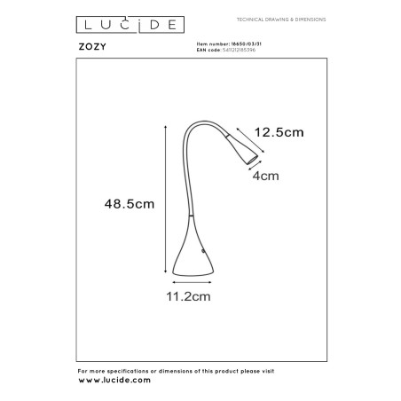 Lucide ZOZY - Lampe de bureau - LED Dim. - 1x4W 3000K - Blanc