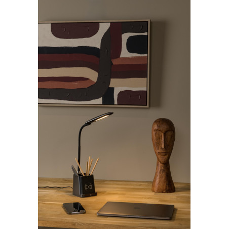 Lucide PENNY - Lampe de bureau - LED Dim. - 1x4,7W 3000K - Avec chargeur sans fil - Noir