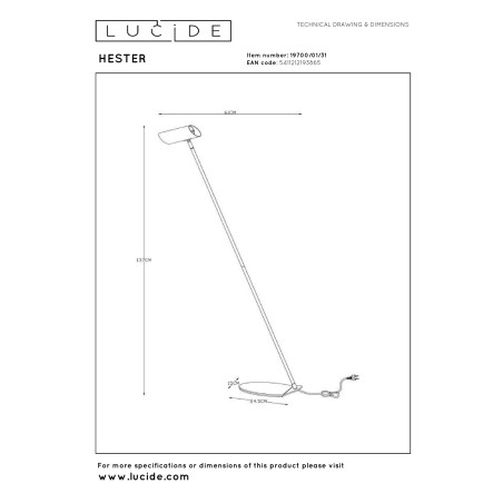 Lucide HESTER - Lampadaire / lampe de lecture - 1xGU10 (MR16) - Blanc
