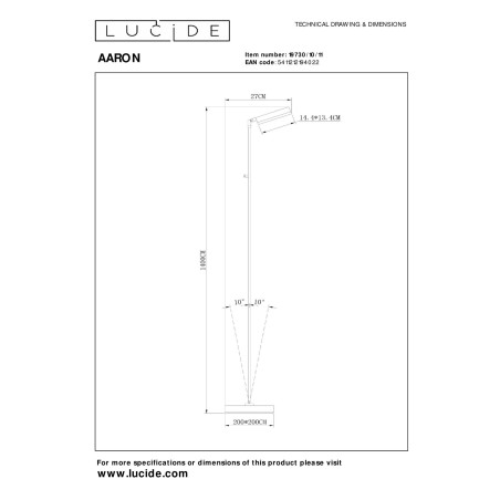 Lucide AARON - Lampadaire / lampe de lecture - LED Dim. - CCT - 1x12W 2700K/4000K - Chrome