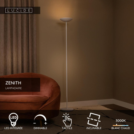 Lucide ZENITH - Lampadaire - LED Dim. - 1x20W 3000K - Blanc
