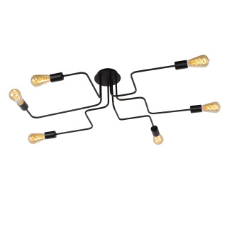 Lucide LESTER - Plafonnier - 6xE27 - Noir - L 75 x P 100 x H 20 cm