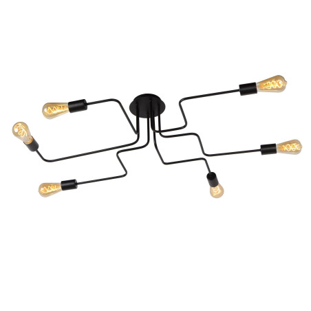 Lucide LESTER - Plafonnier - 6xE27 - Noir - L 75 x P 100 x H 20 cm