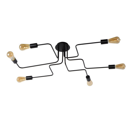Lucide LESTER - Plafonnier - 6xE27 - Noir - L 75 x P 100 x H 20 cm