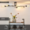 Lucide LESTER - Plafonnier - 6xE27 - Noir - L 75 x P 100 x H 20 cm