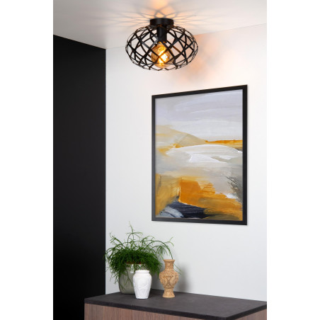 Lucide WOLFRAM - Plafonnier - Ø 30 cm - 1xE27 - Noir