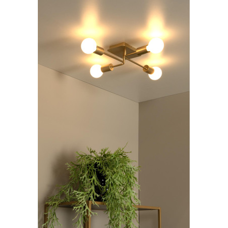 Lucide LESTER - Plafonnier - 4xE27 - Or Mat / Laiton
