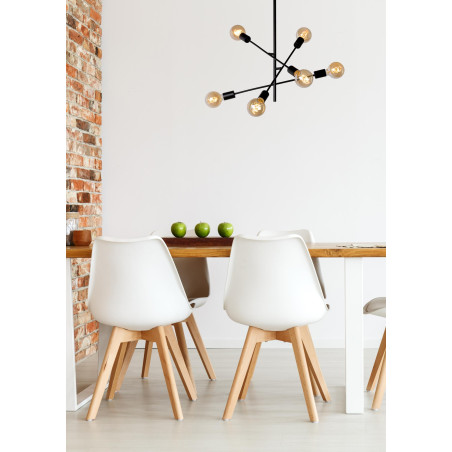 Lucide LESTER - Plafonnier - 6xE27 - Noir - L 59 x P 59 x H 83 cm