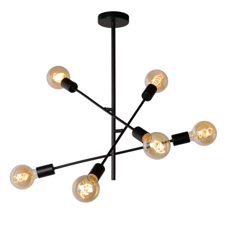 Lucide LESTER - Plafonnier - 6xE27 - Noir - L 59 x P 59 x H 83 cm