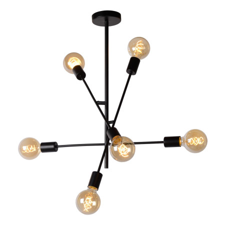 Lucide LESTER - Plafonnier - 6xE27 - Noir - L 59 x P 59 x H 83 cm