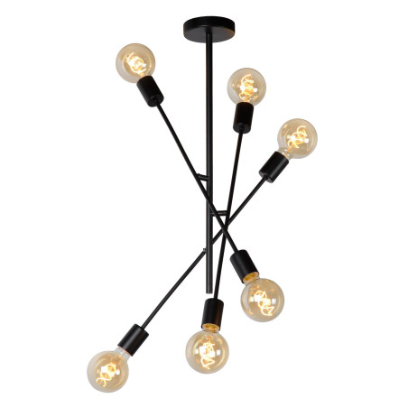 Lucide LESTER - Plafonnier - 6xE27 - Noir - L 59 x P 59 x H 83 cm